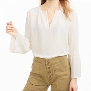 J. Crew Cream Silk Bell Sleeve Tulip Top - Size 10